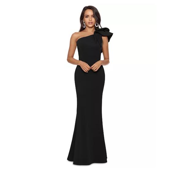 Betsy & Adam Women's One-Shoulder Black Gown - Size 8 - Picture 1 of 6